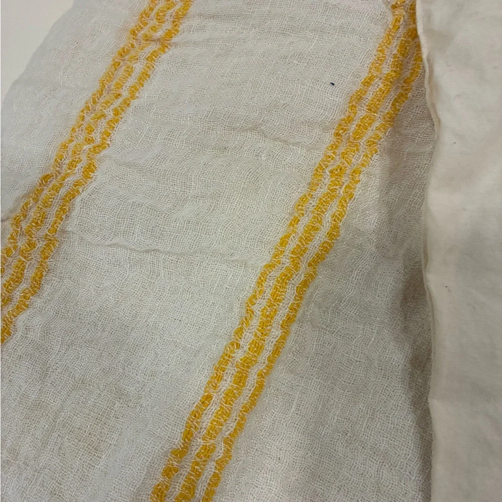 EasterTable Runner Yellow /White Striped Guaze Table Runner 84”X13” Cottage Core